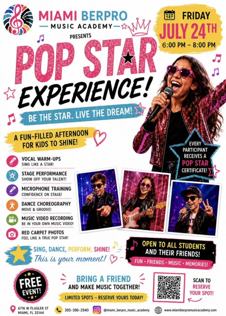 Pop Star Experience this Friday, July 24th, 2026 @ 6716 west flagler st. Miami Fl. 33144